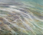 Payer, Wieland:  ELBE; 2019, Pastell, Aquarell und Kohle auf grundiertem MDF, 50 x 60 cm         Foto: Herbert Boswank