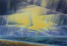 Strand-2022-Pastell-und-Aquarell-auf-grundiertem-MDF-70-x-100-cm