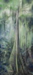Payer, Wieland: Riese;  2023, Psatell, Aquarell und auf grundiertem MDF, 180 x 80 cm,     Foto: Herbert Boswank