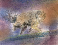 Saki-2023-Pastell-Aquarell-und-Tusche-auf-grundiertem-MDF-21x27cm