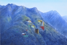 Revolutionsdorf-2014-Pastell-und-Kohle-auf-Papier-auf-MDF-40-x-60-cm