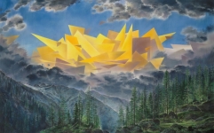Payer, Wieland:  CLOUD; 2015, Pastell und Kohle auf MDF, 1000 x 1600 mm,   Foto: Herbert Boswank
