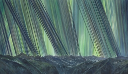 Payer, Wieland:  Rain;  2015, Pastell und Kohle auf MDF, 700 x 1200 mm,      Foto: Herbert Boswank