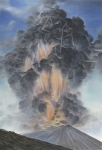 Payer, Wieland:  Eruption; 2017, Pastell und Kohle auf grundiertem MDF, 220 x 150 cm     Foto: Herbert Boswank