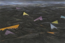 Payer, Wieland:  Mordor; 2017, Pastell und Kohle auf grundiertem MDF, 80 x 120 cm      Foto: Herbert Boswank