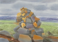 Payer, Wieland:  Steinmann; 2017, Pastell und Kohle auf grundiertem MDF,  40 x 55 cm    Foto: Herbert Boswank