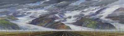 Payer, Wieland:  VATNAJÃ–KULL; 2018, Pastell auf grundierter MDF, 55 x 190 cm    Foto: Herbert Boswank