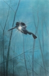 Payer, Wieland:  DIVER; 2019, Pastell und Kohle auf grundiertem MDF,  200 x 130 cm      Foto: Herbert Boswank