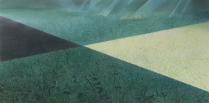 Payer, Wieland:  SCHATTEN; 2019, Pastell, Kohle und Aquarell auf grundiertem MDF,   80 x 160 cm      Foto: Herbert Boswank