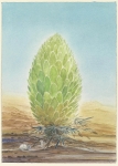 Payer, Wieland:  Marsianer IX; 2021,  Pastell und Aquarell auf Fabriano Bütten, 34 x 24 cm     Foto: Herbert Boswank