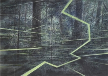 Payer, Wieland:  Lumen;   2021, Pastell, Aquarell und Kohle auf grundiertem MDF, 70 x 100 cm,       Foto: Herbert Boswank