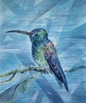 Blauer-Kolibri-2023-Pastell-Aquarell-und-Tusche-auf-grundiertem-MDF-31x25