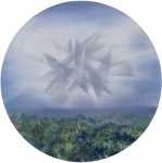 Payer, Wieland: Something;   2023, Pastell, Aquarell und auf grundiertem MDF,  ∅ 40 cm,   Foto: Herbert Boswank