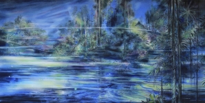 Bay-2023-Pastell-Kohle-Aquarell-und-Tusche-auf-grundiertem-MDF-80-x-160-cm