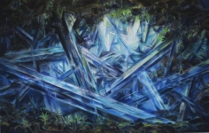 Blue-Cave-2024-Pastell-Aquarell-Kohle-und-Tusche-auf-MDF-80x120cm