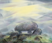 Huenengrab-2025-Pastell-Aquarell-Bleistift-und-Kohle-auf-Leinwand-50x60cm