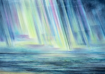 Nordlicht-2025-Pastell-Aquarell-Bleistift-und-Kohle-auf-Leinwand-70x100cm