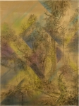 Payer, Wieland:   Die verlorenen Spuren II; 2025, Pastell, Kohle und Aquarell auf Papier,   110 × 80 cm,    Foto: Herbert Boswank