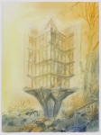 Payer, Wieland: Quest 4; 2025, Pastell, Aquarell, Kohle und Bleistift auf Papier, 480 × 359 mm,      Foto: Herbert Boswank