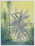 Payer, Wieland: Quest 5; 2025, Pastell, Aquarell, Kohle und Bleistift auf Papier,  478 × 365 mm,     Foto: Herbert Boswank